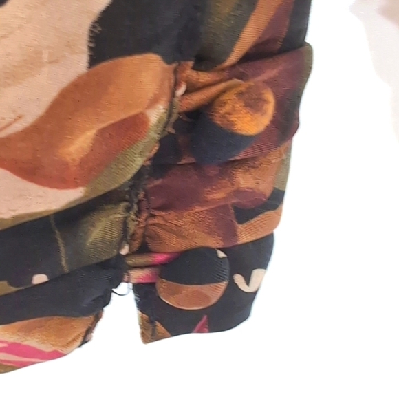 E J Harper Brown Black Rose Green Floral  Dress Suit Blouse Size 6 - Picture 3 of 6